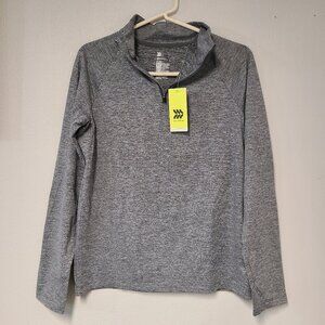 Boys' All In Motion 1/4 Zip Layered Sweatshirt Long Sleeve Grey Sz XL (14)